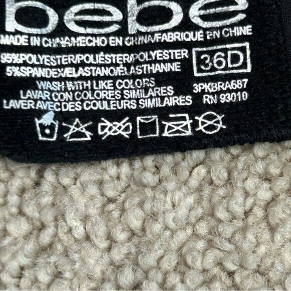 BEBE black logo strap bra Sz 36D - Picture 6 of 7